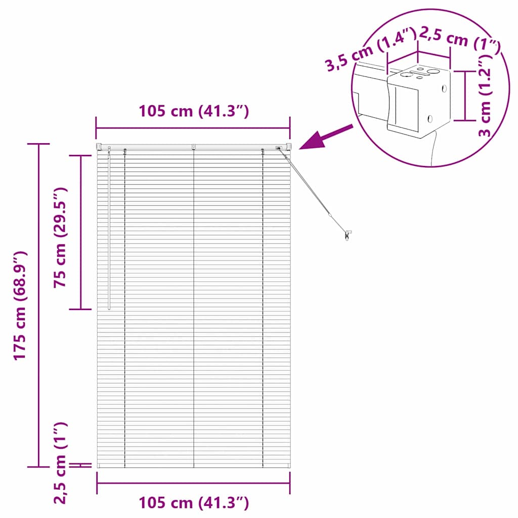 Venecijanski zastore Tamno siva 175 x 105 cm Aluminij