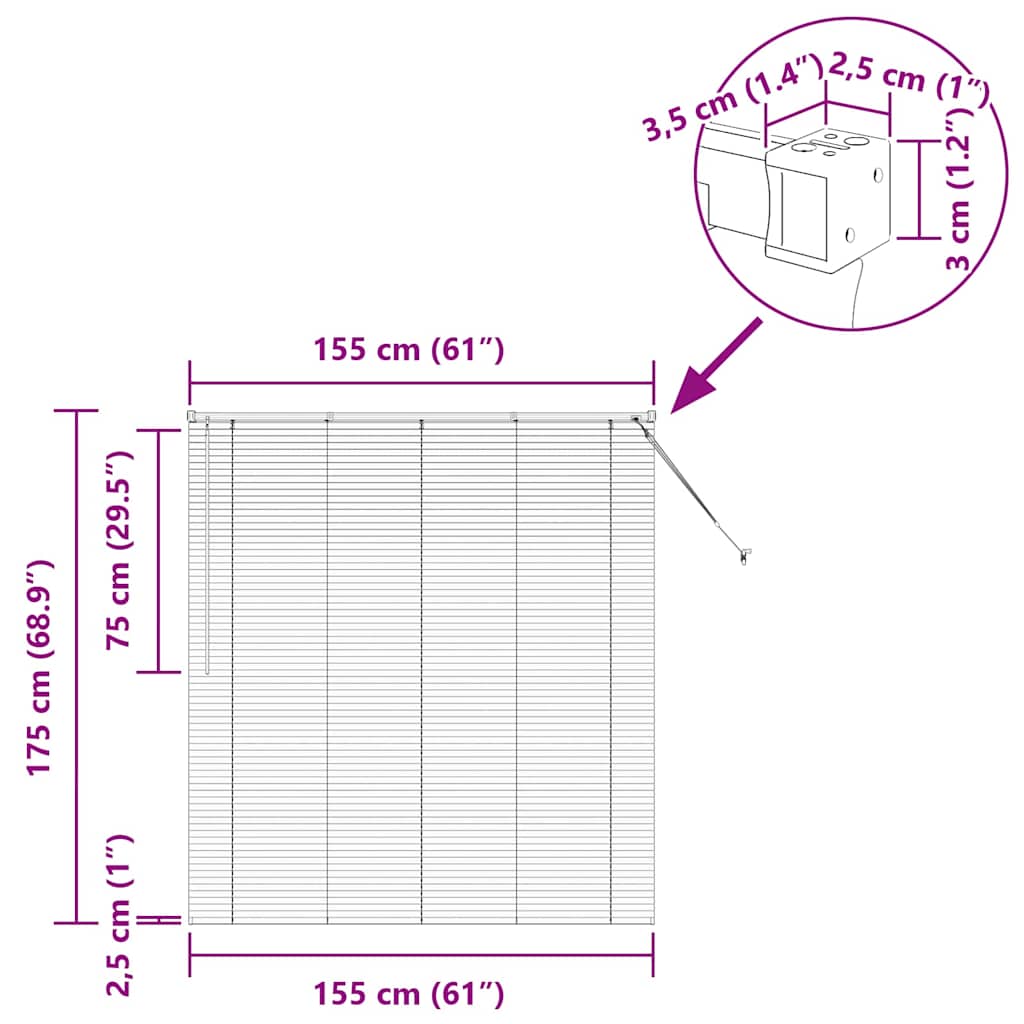 Venecijanski zastore Tamno siva 175 x 155 cm Aluminij