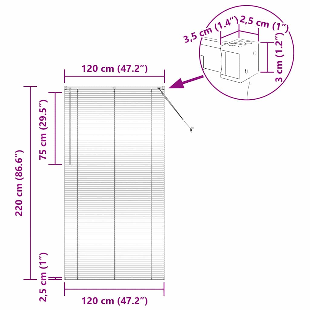 Venecijanski zastore Tamno siva 220 x 120 cm Aluminij