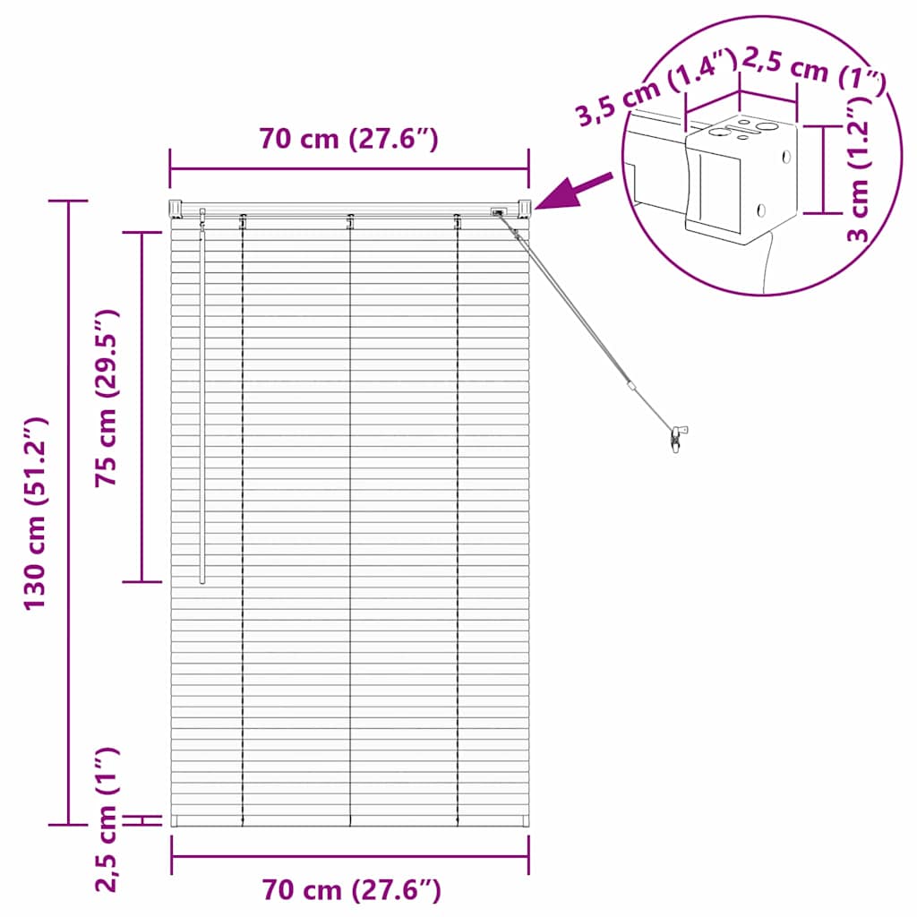Venecijanski zastore Crna 130 x 70 cm Aluminij