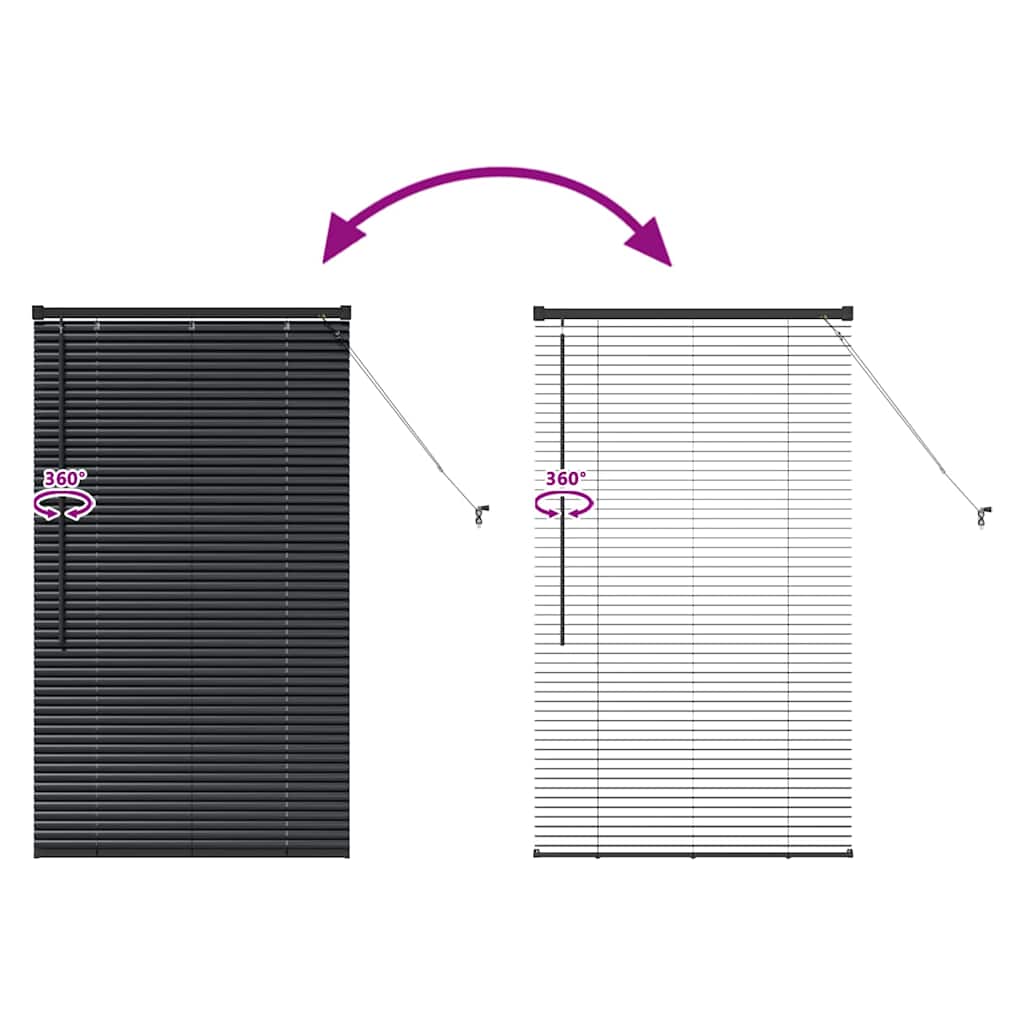 Venecijanski zastore Crna 130 x 75 cm Aluminij