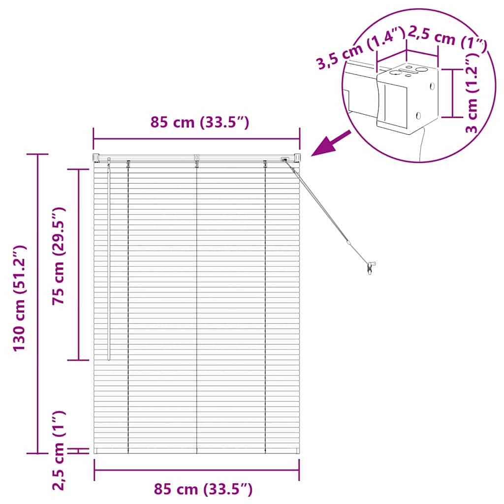 Venecijanski zastore Crna 130 x 85 cm Aluminij