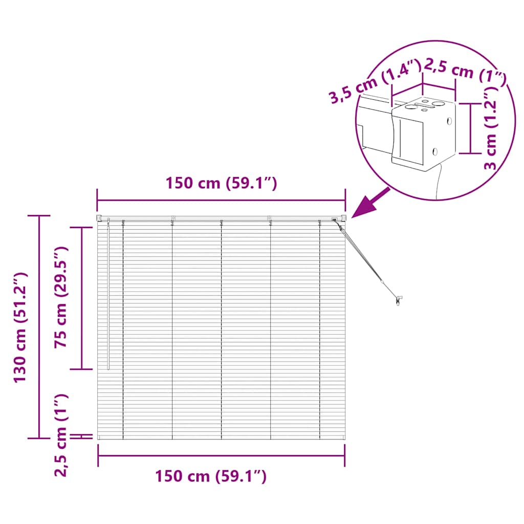 Venecijanski zastore Crna 130 x 150 cm Aluminij