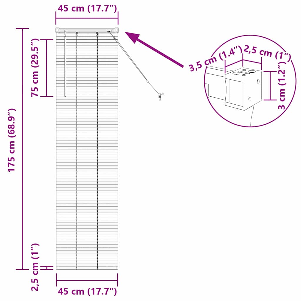 Venecijanski zastore Crna 175 x 45 cm Aluminij