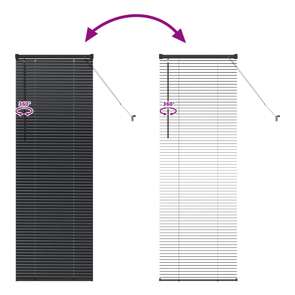 Venecijanski zastore Crna 175 x 60 cm Aluminij