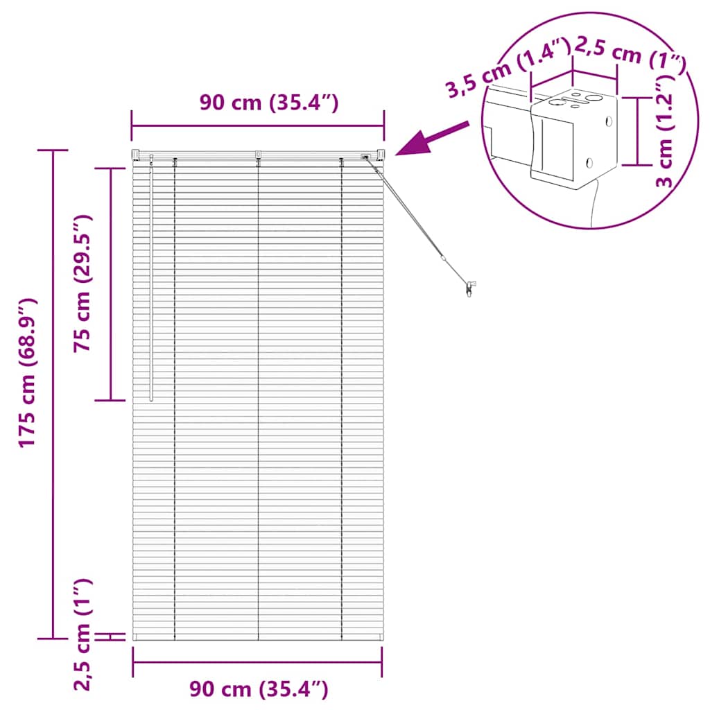 Venecijanski zastore Crna 175 x 90 cm Aluminij