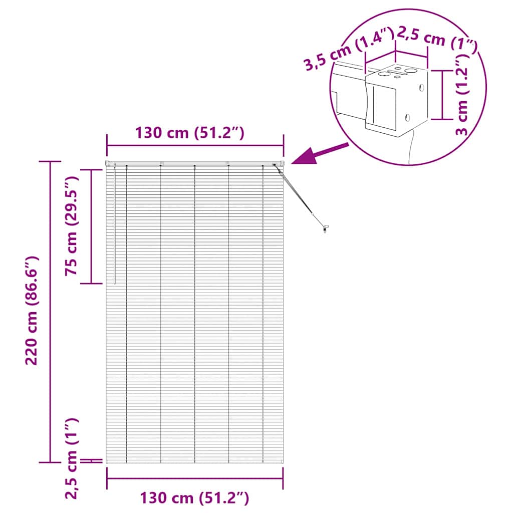 Venecijanski zastore Crna 220 x 130 cm Aluminij