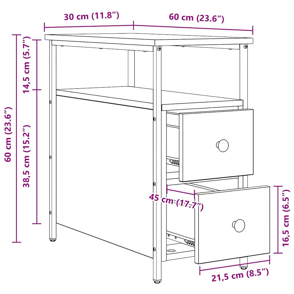 Noćni ormar Staro drvo 30 x 60 x 60 cm Konstruirano drvo