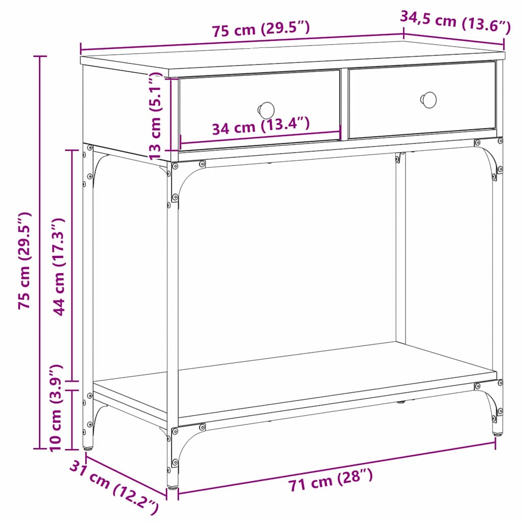 Konzolna stolica Staro drvo 75 x 34,5 x 75 cm Konstruirano drvo