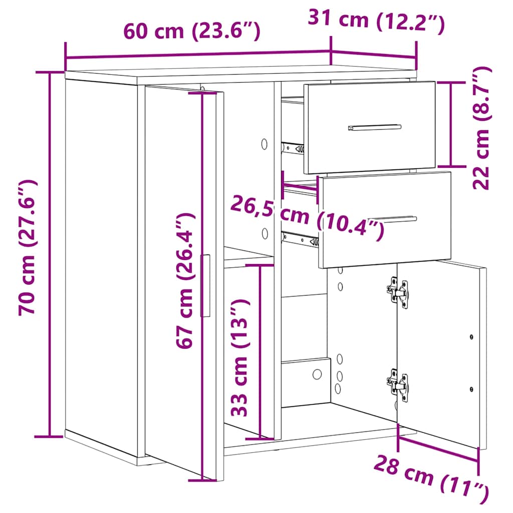 Kreveta Umjetnički hrast 60 x 31 x 70 cm Konstruirano drvo