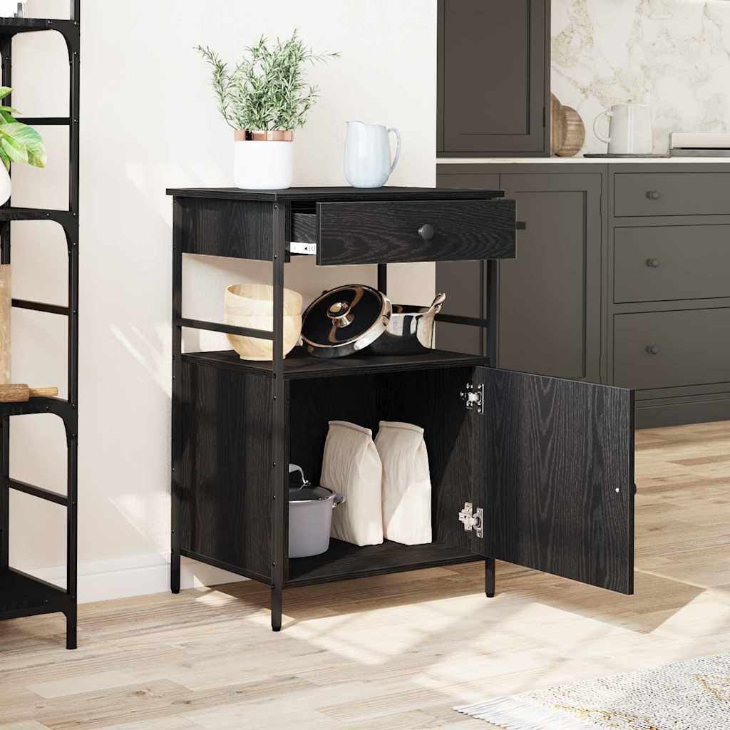 Kuhinjski kolica Crni hrast 56 x 43 x 89,5 cm Konstruirano drvo