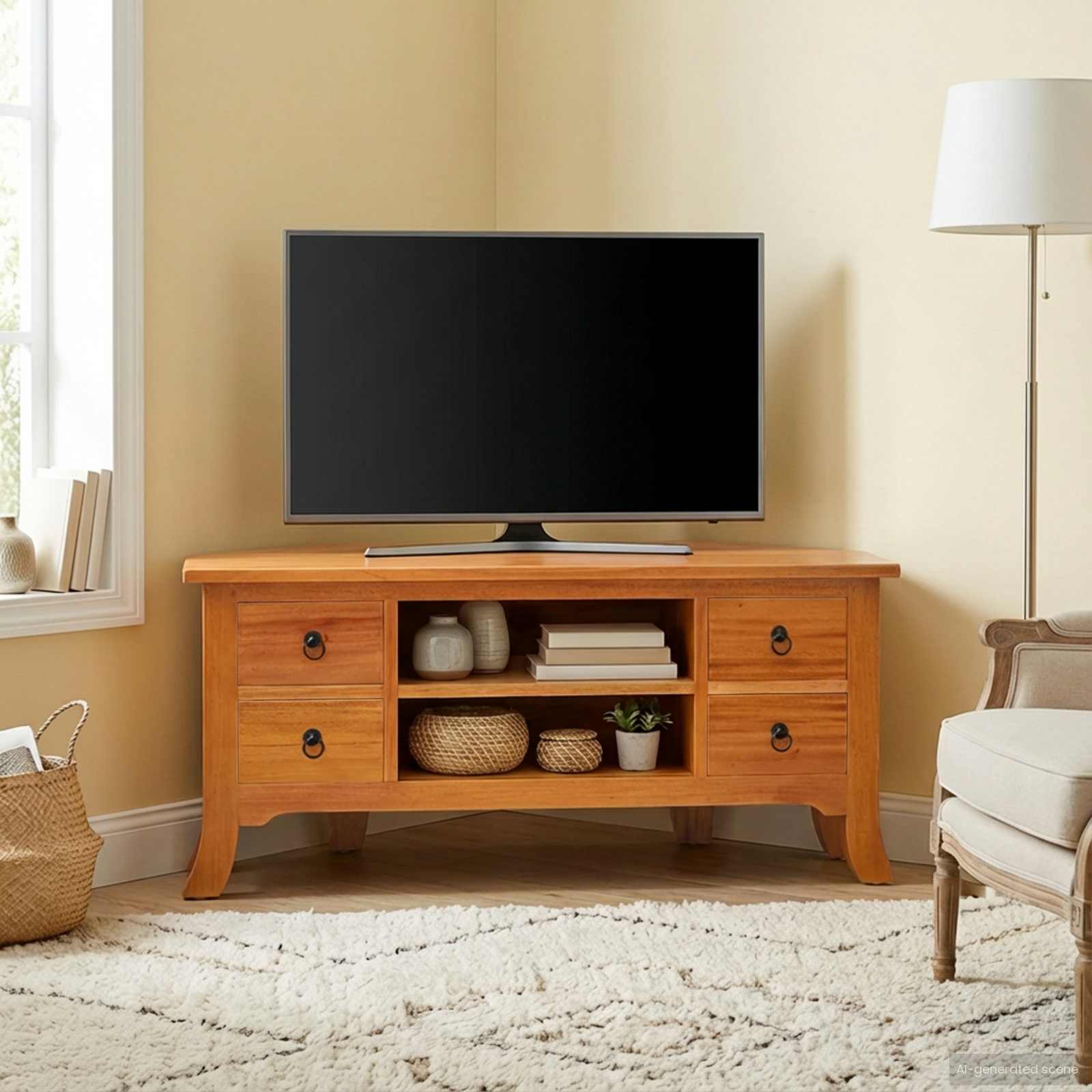 TV ormar Prirodna 100 x 40,5 x 46 cm Čvrsto mahagonijsko drvo