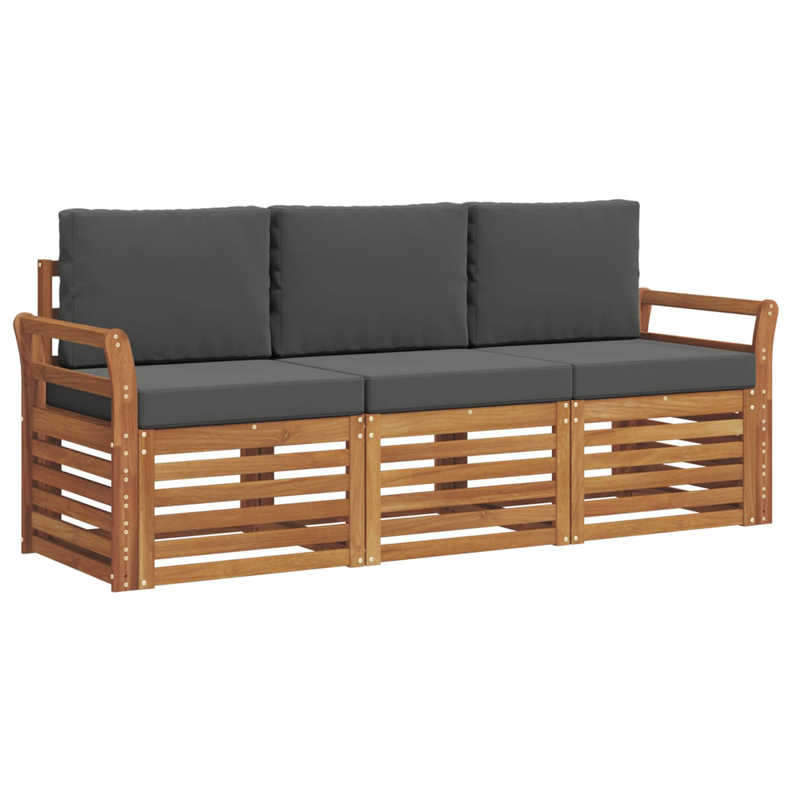 Setovi sofa 3 pcs Prirodna i antracit Čvrsto drvo akacije