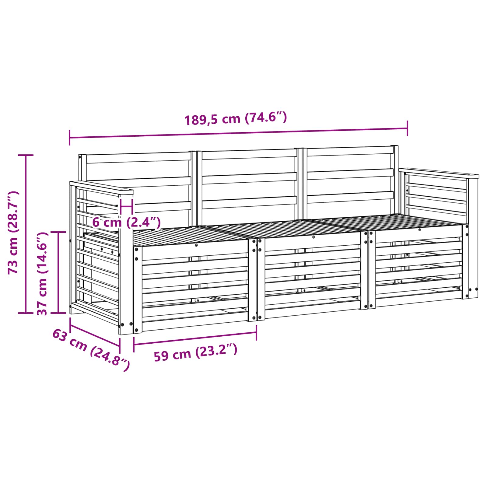 Setovi sofa 3 pcs Čvrsto drvo akacije