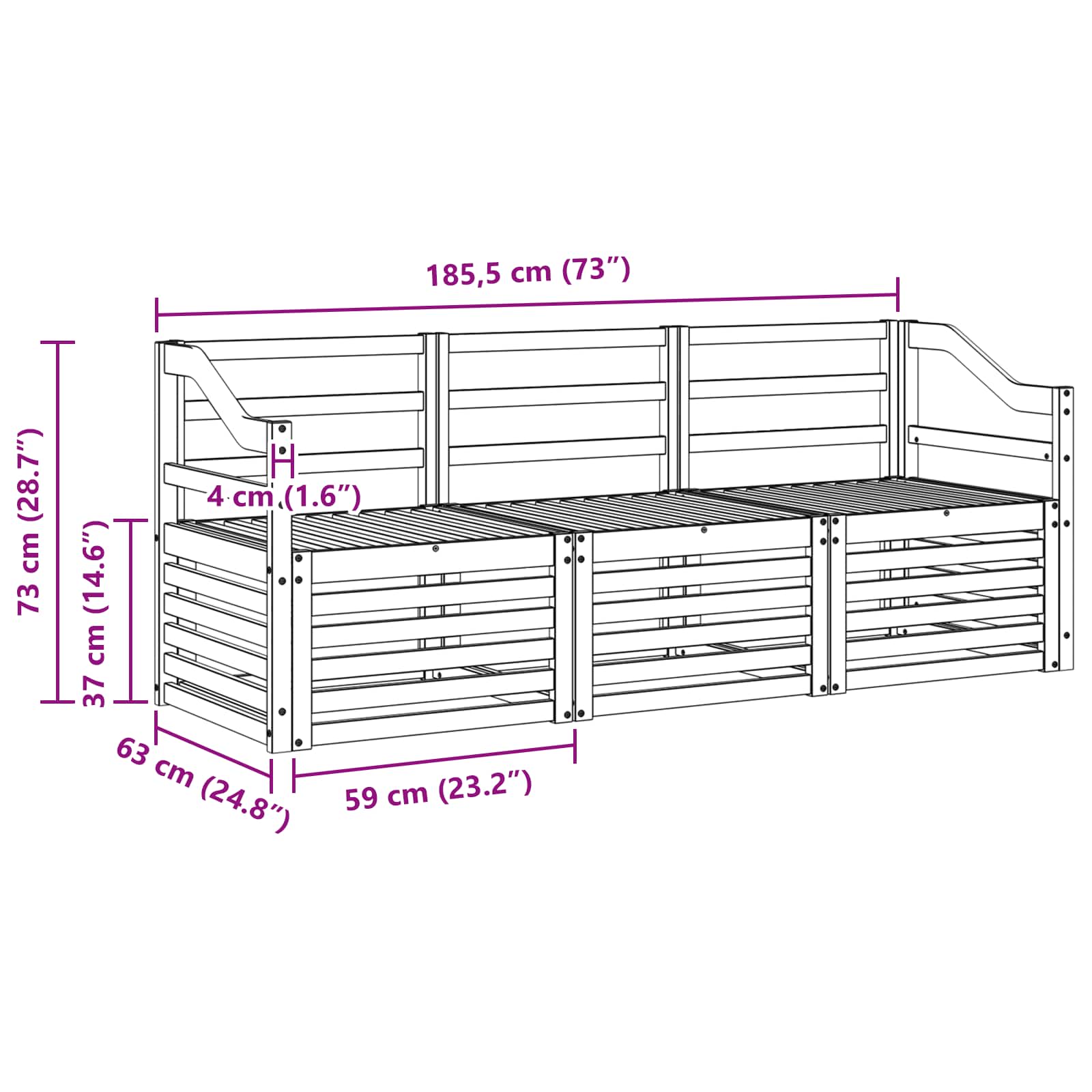 Setovi sofa 3 pcs Prirodna Čvrsto drvo akacije