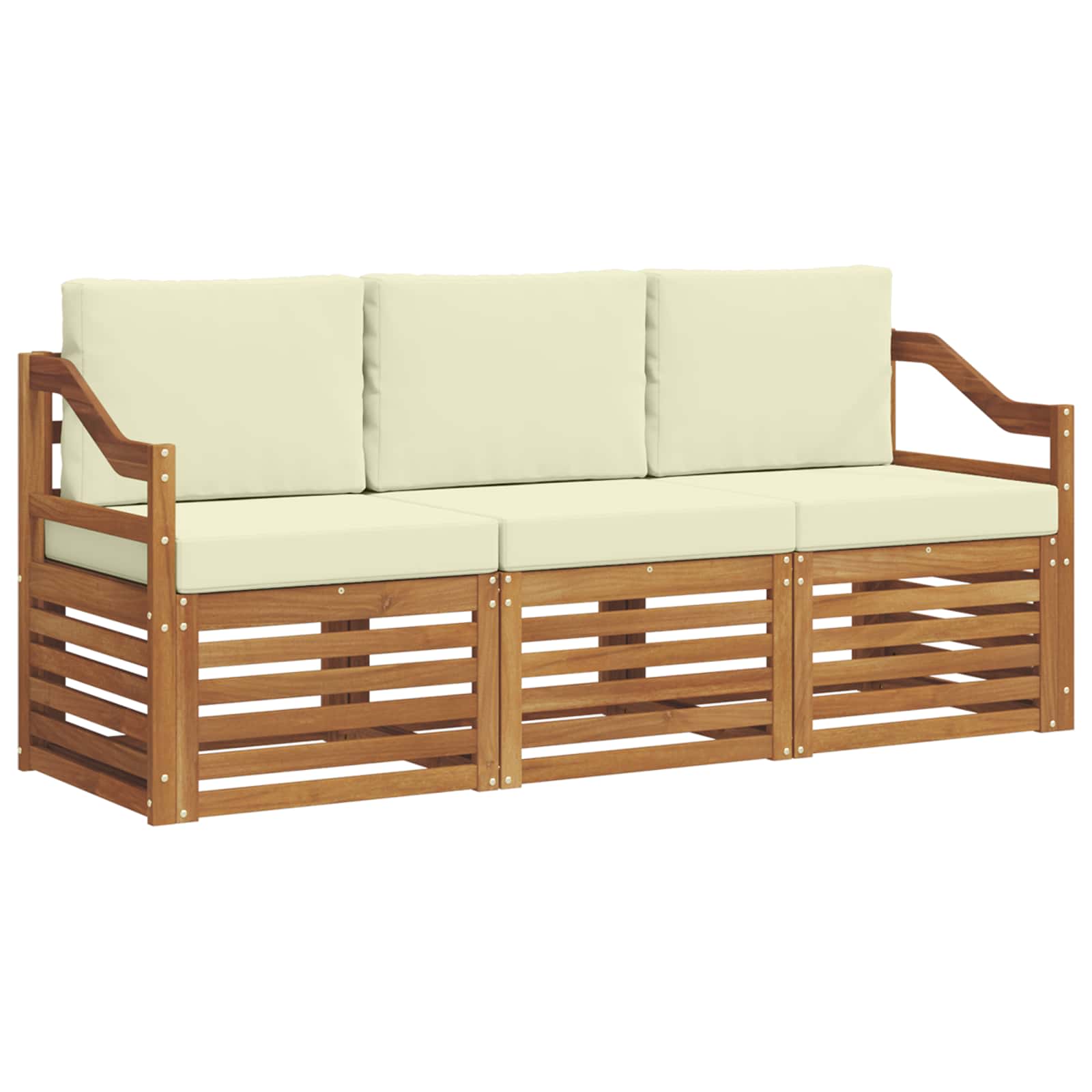 Setovi sofa 3 pcs Prirodna i krem Čvrsto drvo akacije