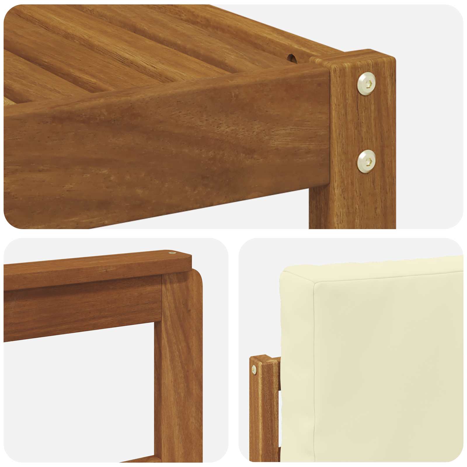 Set vanjskih sofa 5 pcs Prirodna i krem Čvrsto drvo akacije