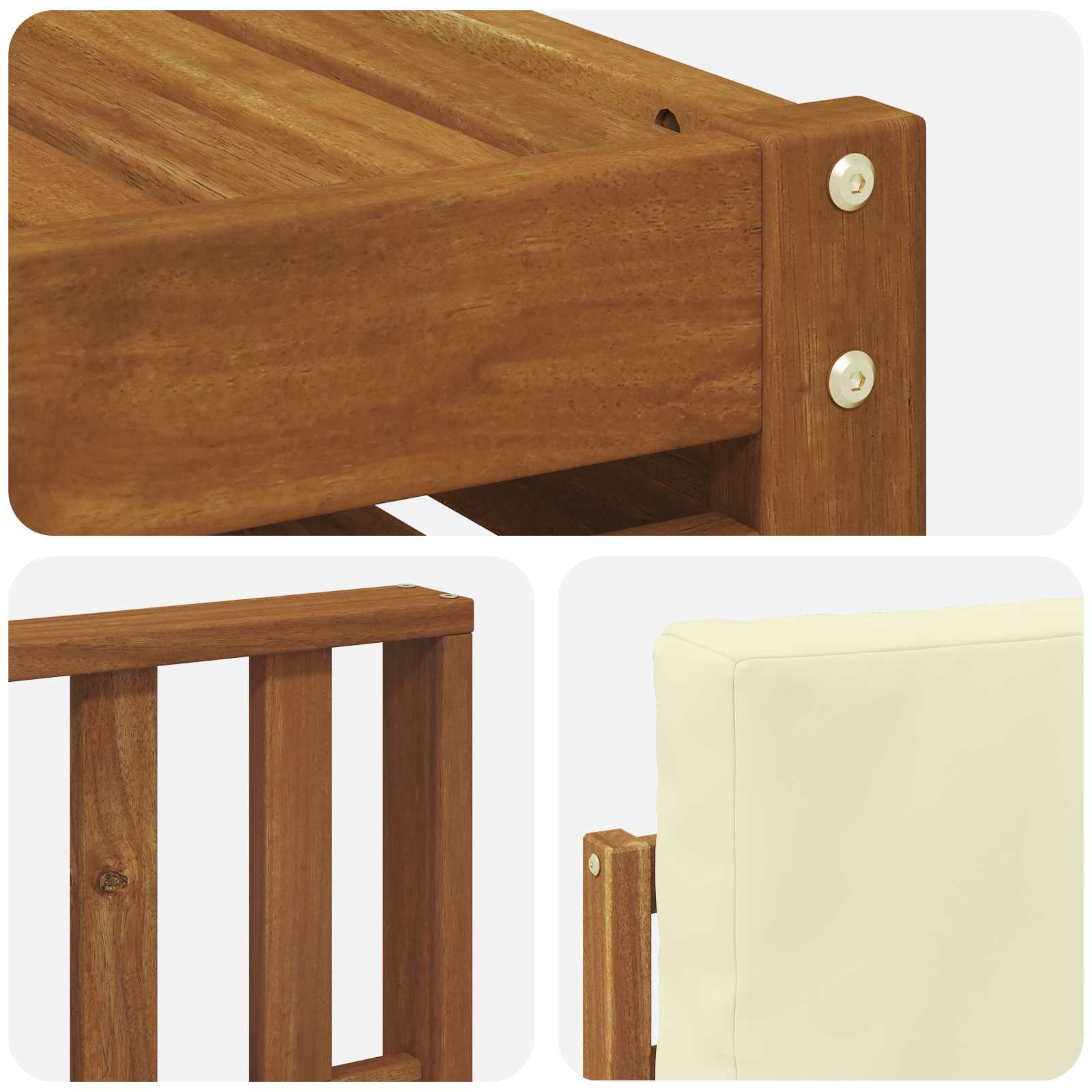 Set vanjskih sofa 5 pcs Prirodna i krem Čvrsto drvo akacije