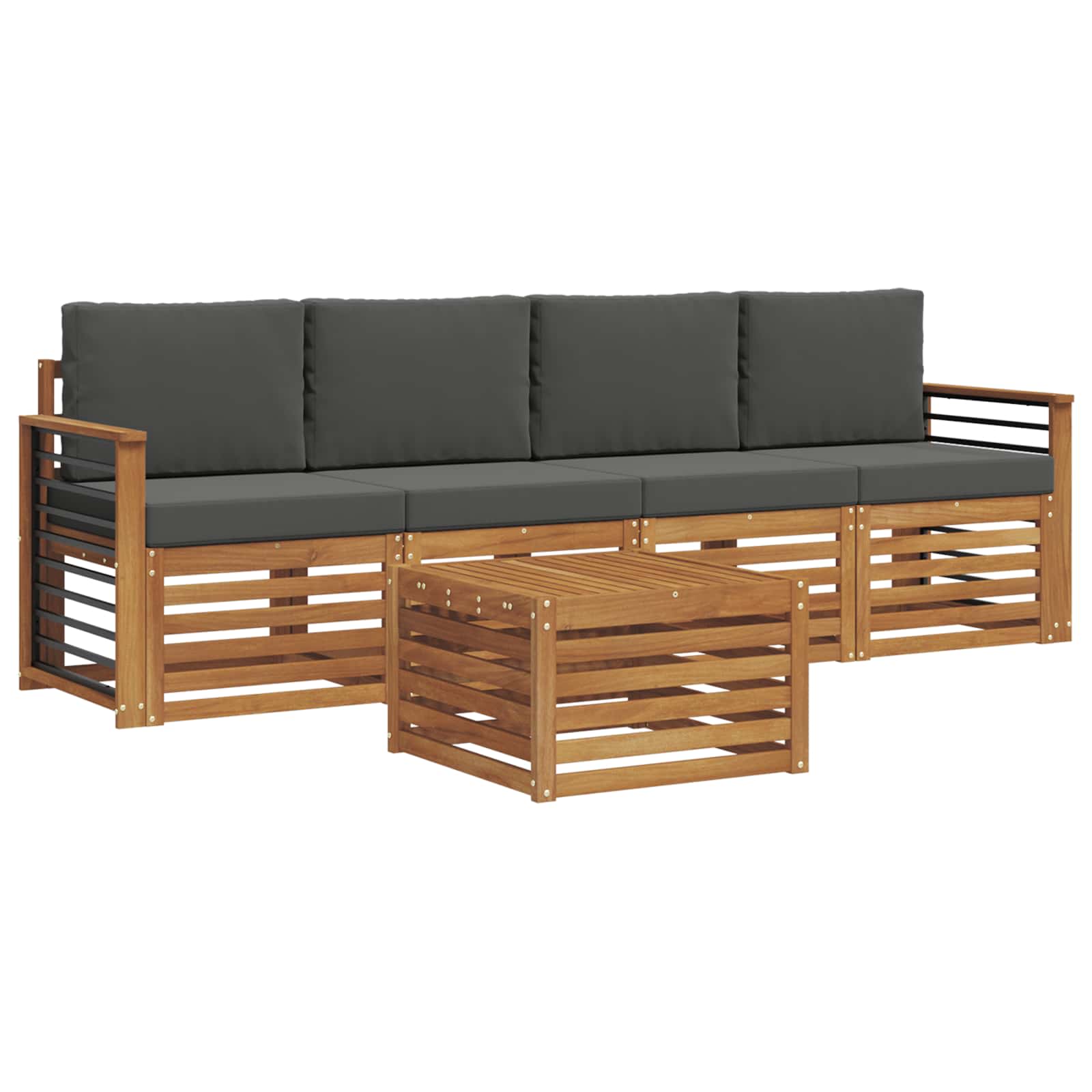 Set vanjskih sofa 5 pcs Prirodna i antracit Čvrsto drvo akacije
