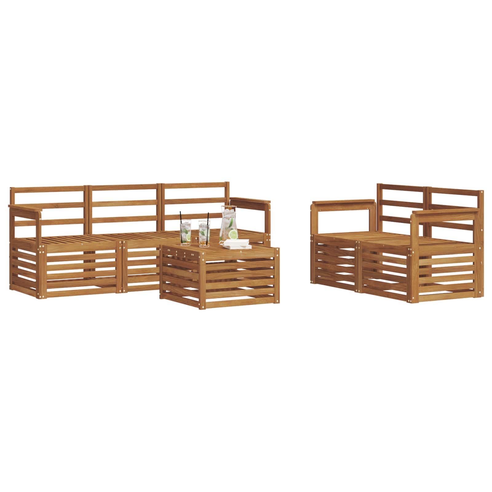 Setovi sofa 6 pcs Prirodna Čvrsto drvo akacije