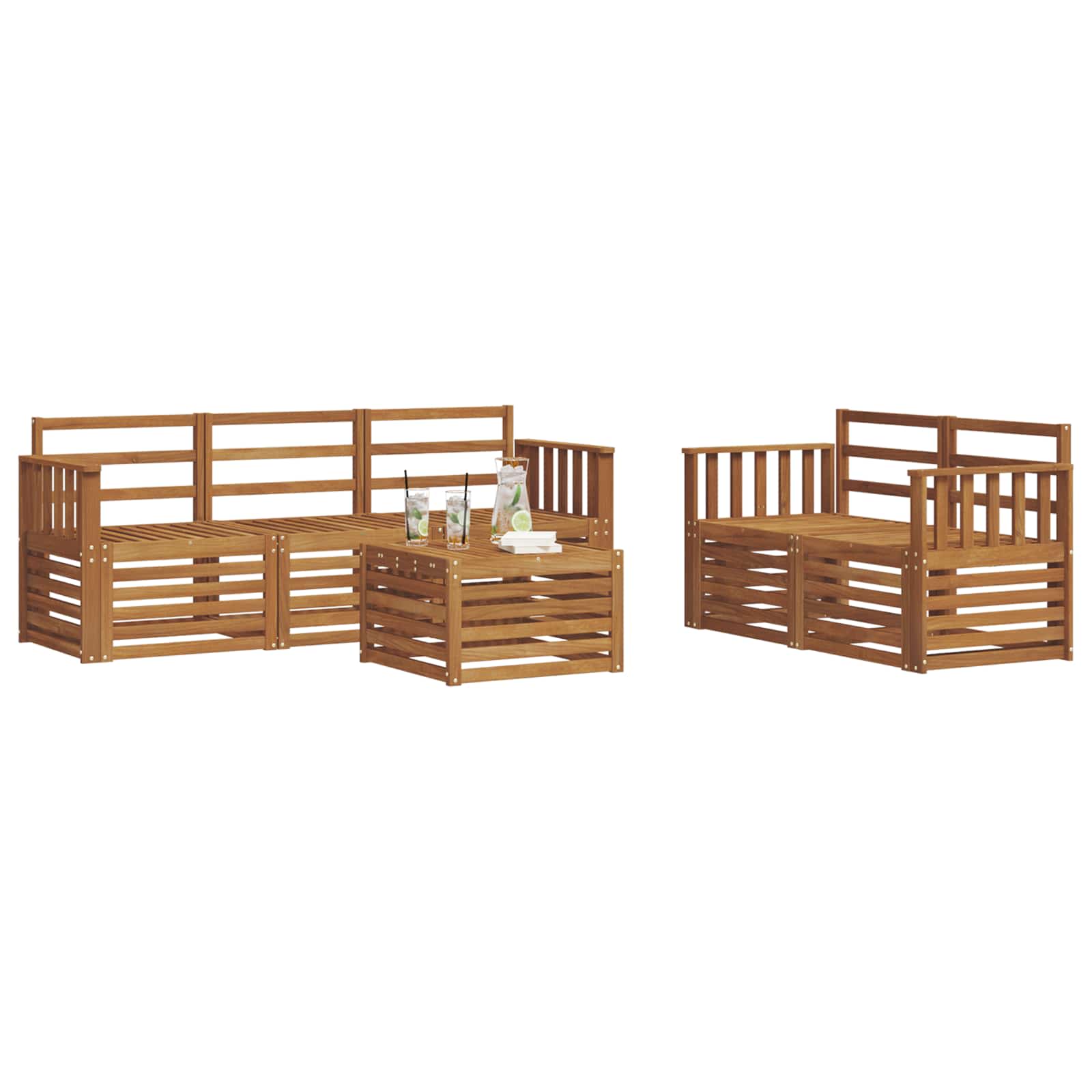 Setovi sofa 6 pcs Prirodna Čvrsto drvo akacije