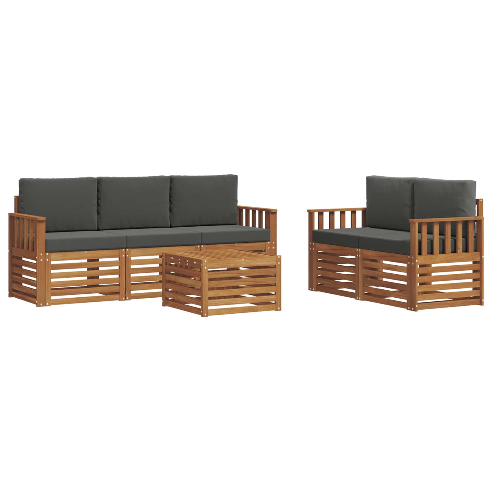 Setovi sofa 6 pcs Prirodna i antracit Čvrsto drvo akacije