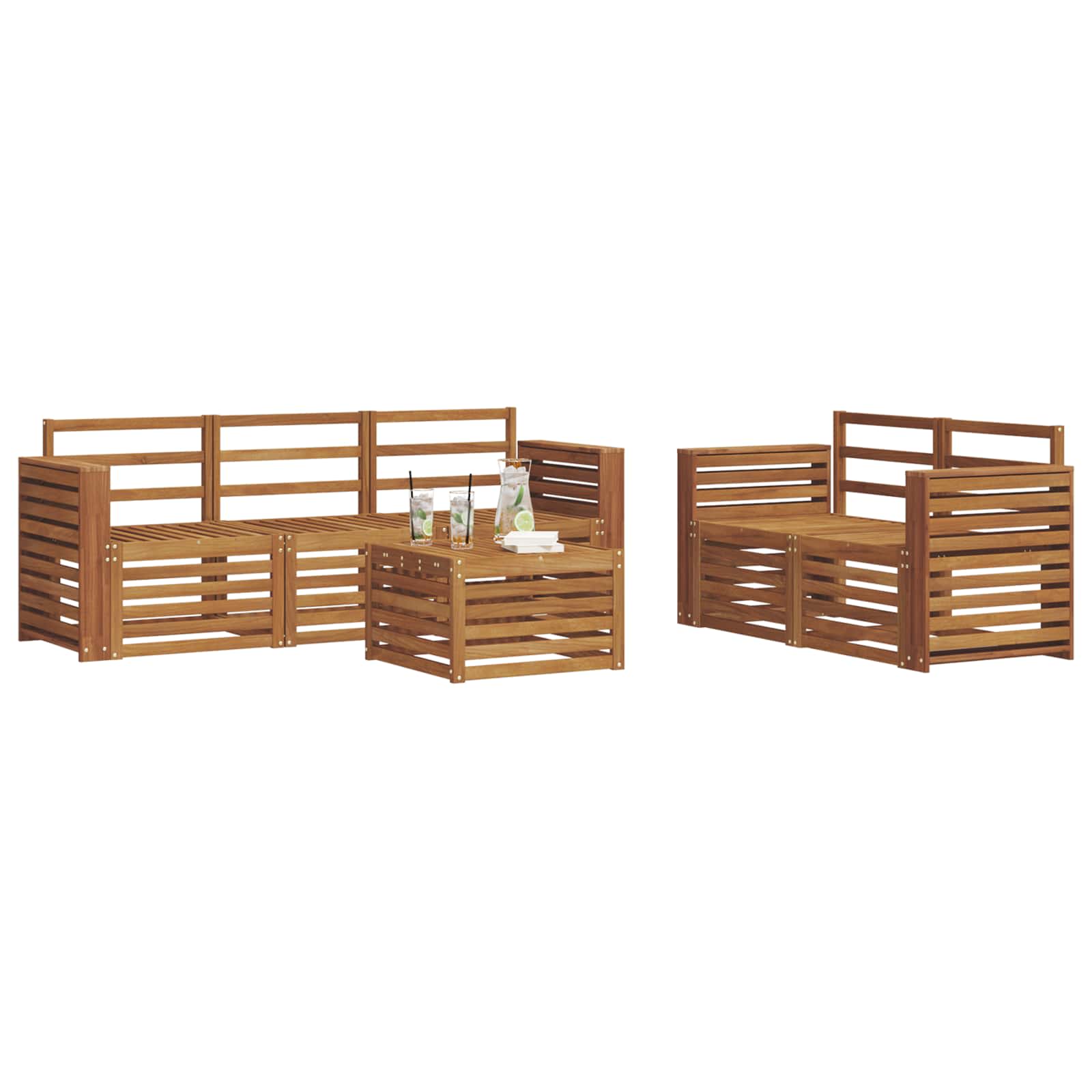 Setovi sofa 6 pcs Prirodna Čvrsto drvo akacije