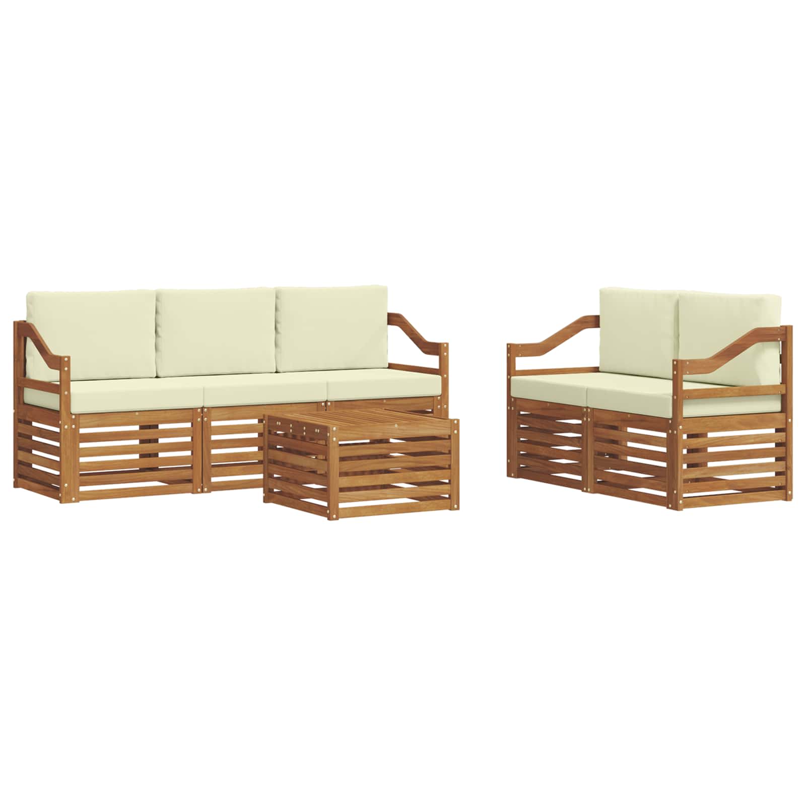 Setovi sofa 6 pcs Prirodna i krem Čvrsto drvo akacije