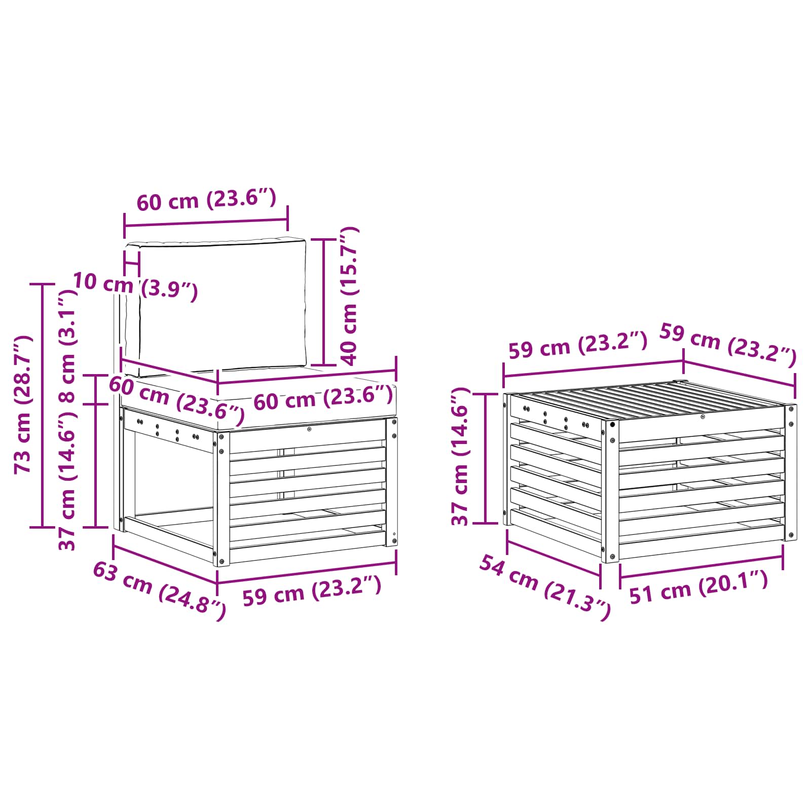 Set vanjskih sofa 7 pcs Prirodna i antracit Čvrsto drvo akacije