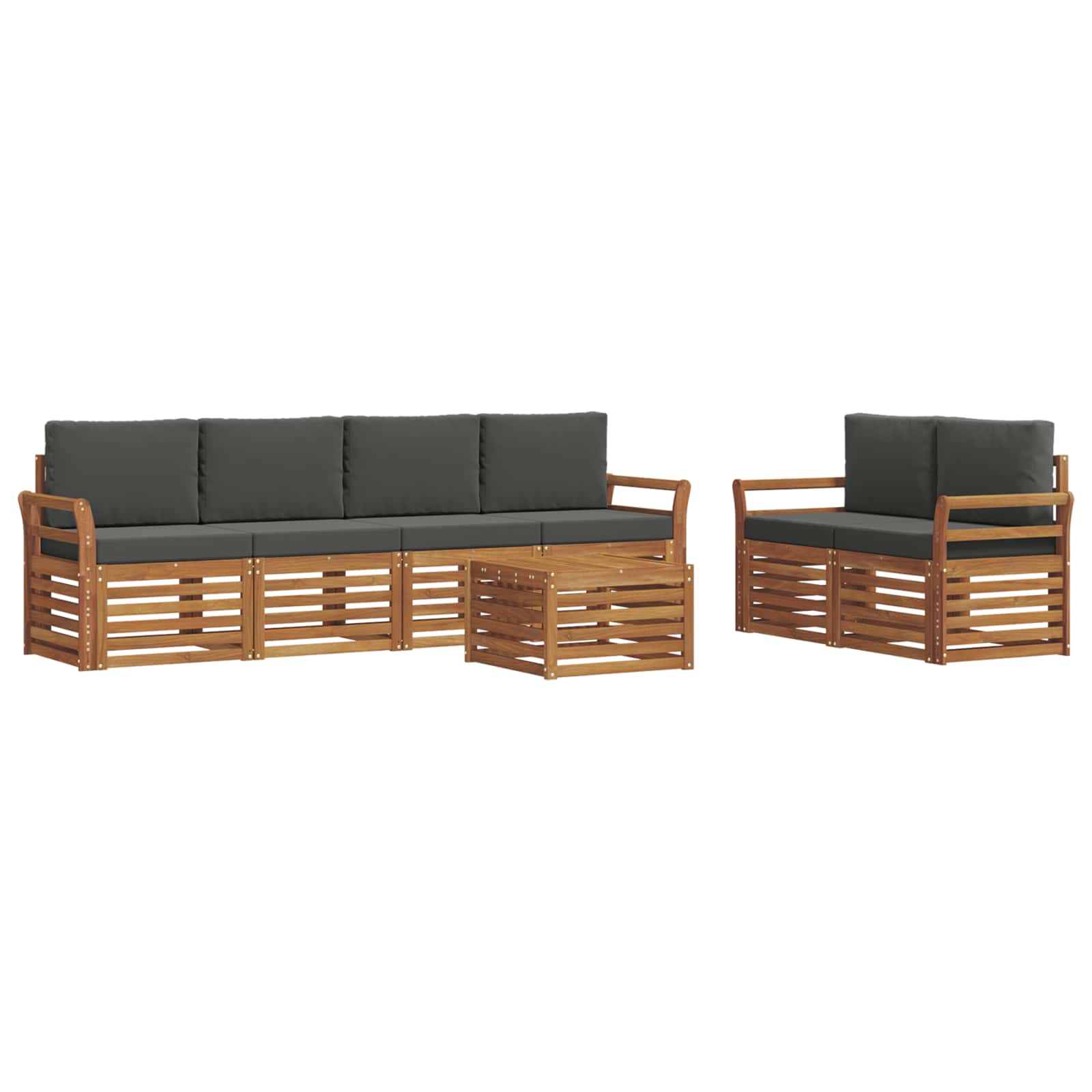 Set vanjskih sofa 7 pcs Prirodna i antracit Čvrsto drvo akacije