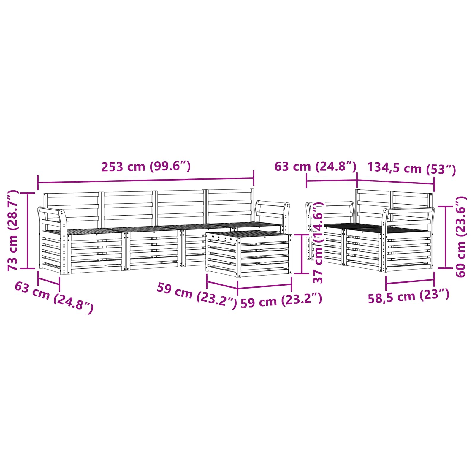 Set vanjskih sofa 7 pcs Prirodna i bež Čvrsto drvo akacije
