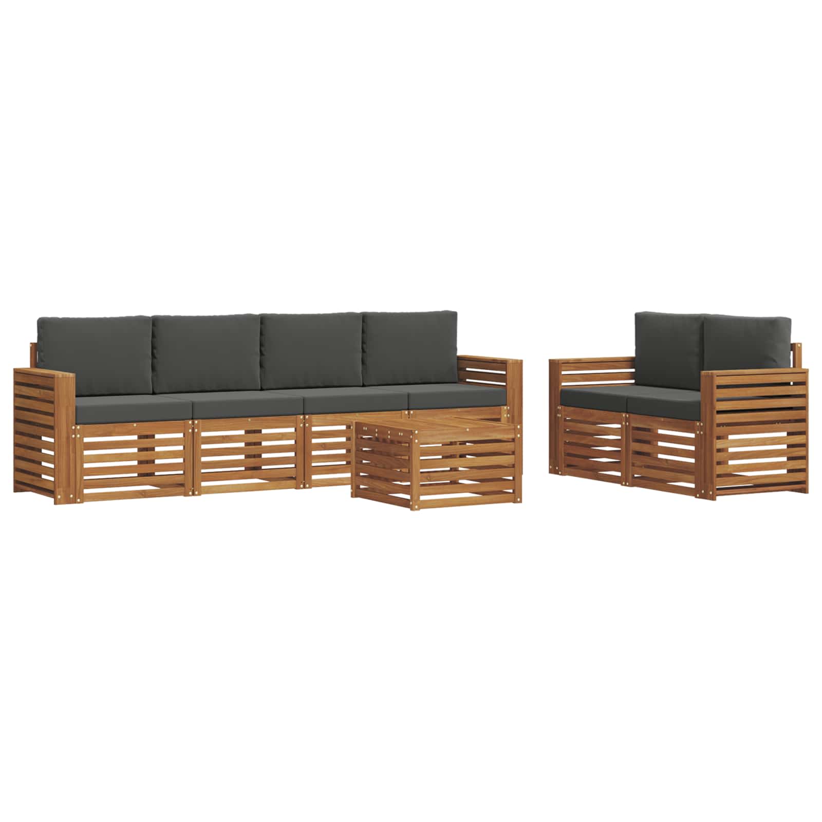 Set vanjskih sofa 7 pcs Prirodna i antracit Čvrsto drvo akacije