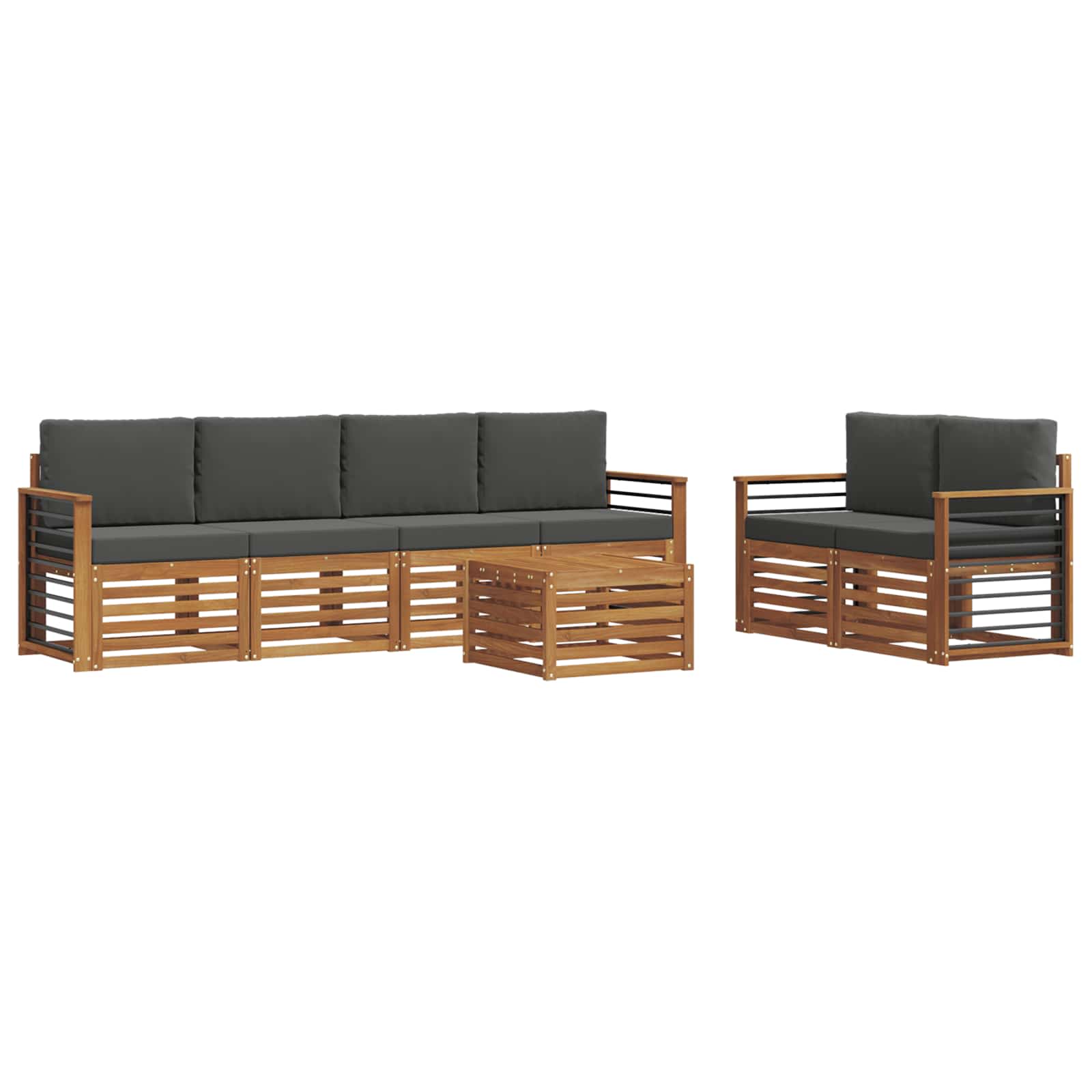 Set vanjskih sofa 7 pcs Prirodna i antracit Čvrsto drvo akacije