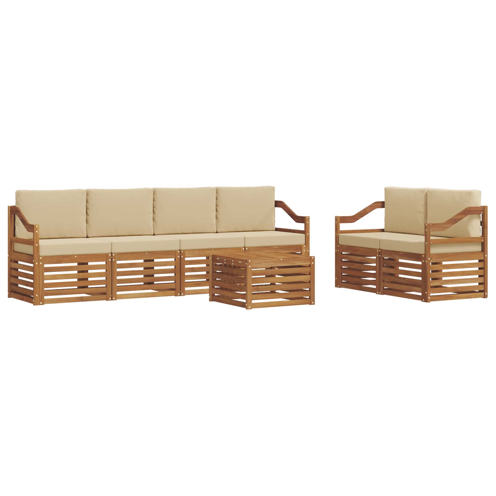 Set vanjskih sofa 7 pcs Prirodna i bež Čvrsto drvo akacije
