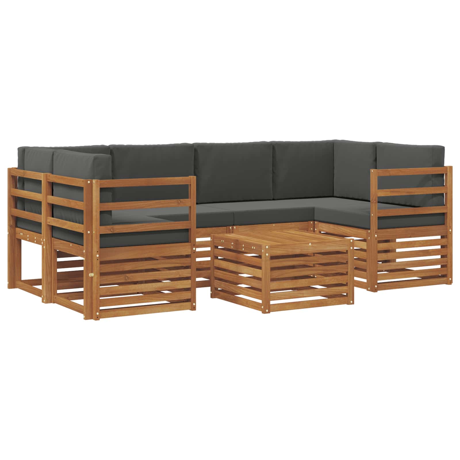 Set vanjskih sofa 7 pcs Prirodna i antracit Čvrsto drvo akacije