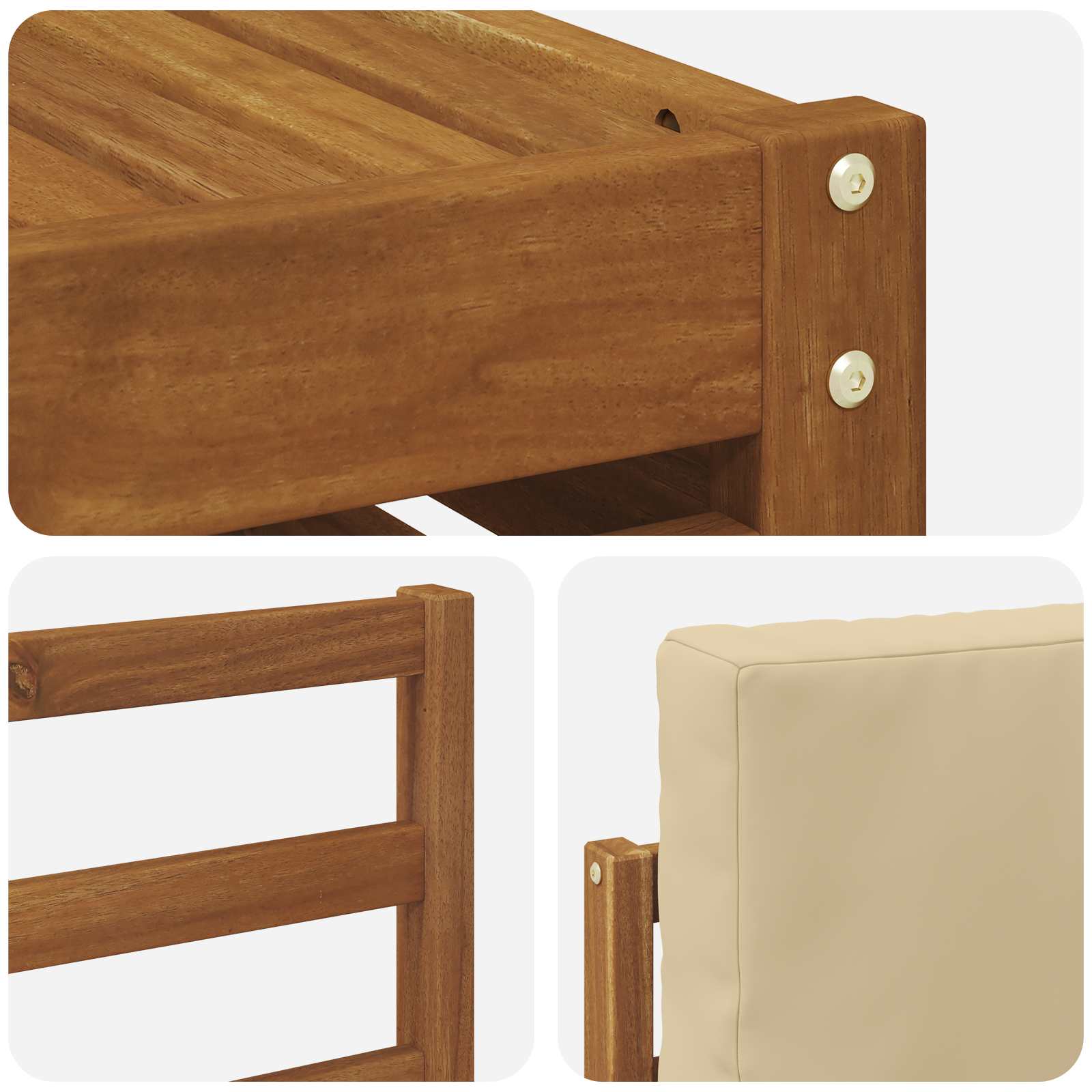 Set vanjskih sofa 7 pcs Prirodna i bež Čvrsto drvo akacije