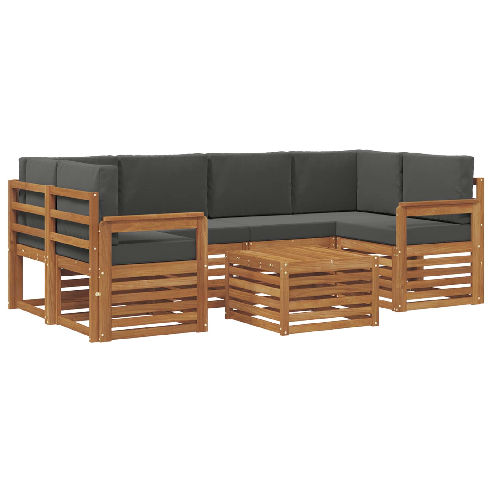 Set vanjskih sofa 7 pcs Prirodna i antracit Čvrsto drvo akacije