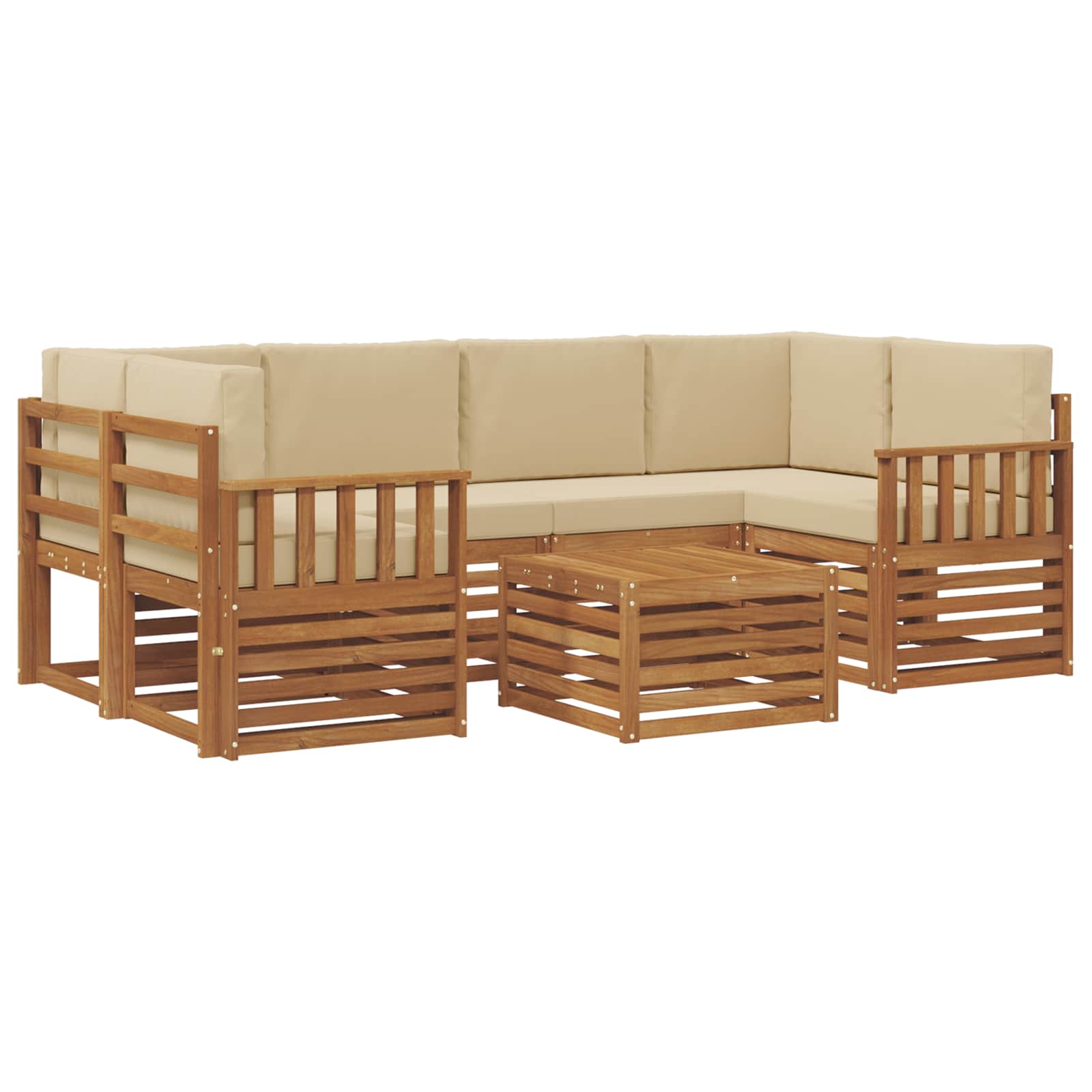 Set vanjskih sofa 7 pcs Prirodna i bež Čvrsto drvo akacije