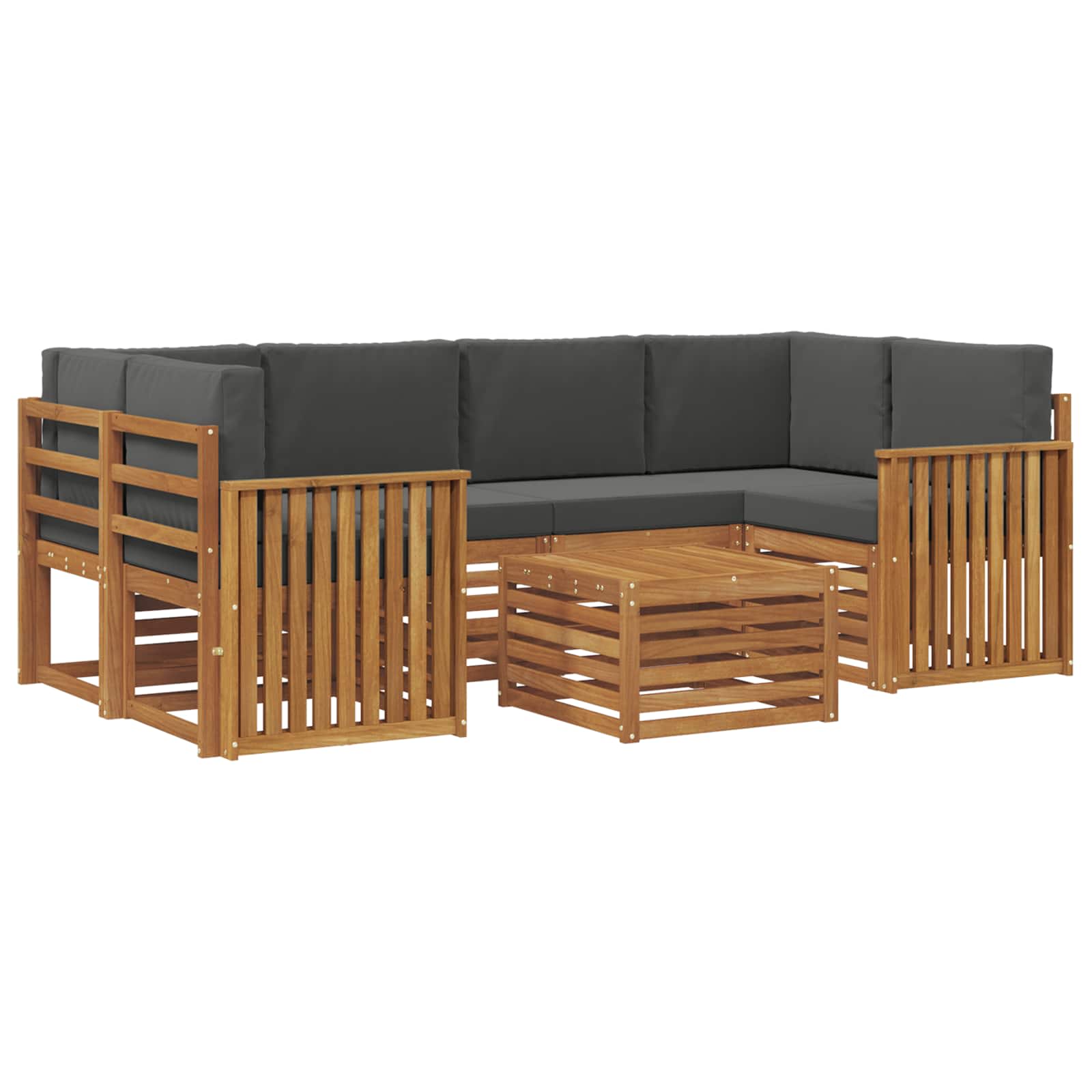 Set vanjskih sofa 7 pcs Prirodna i antracit Čvrsto drvo akacije