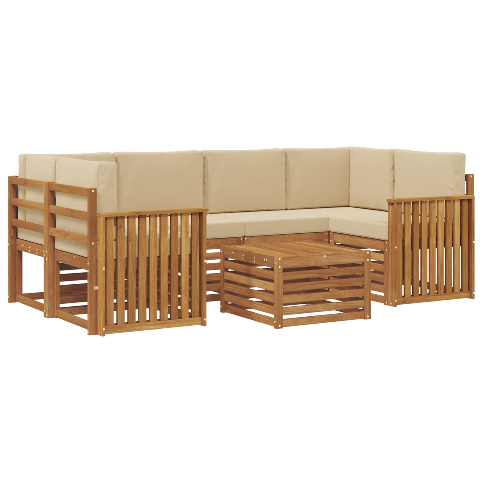Set vanjskih sofa 7 pcs Prirodna i bež Čvrsto drvo akacije