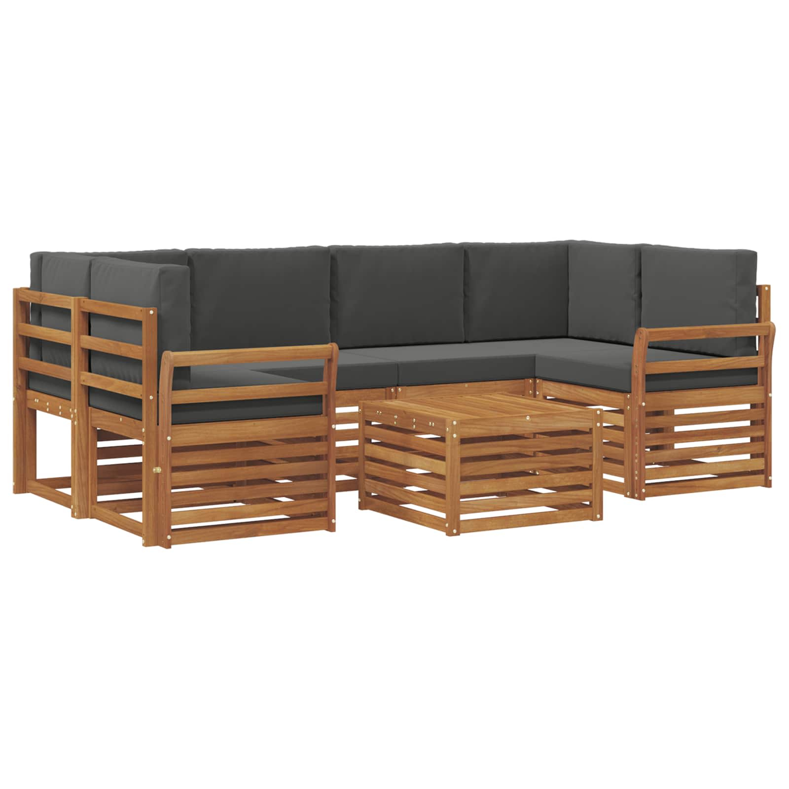 Set vanjskih sofa 7 pcs Prirodna i antracit Čvrsto drvo akacije