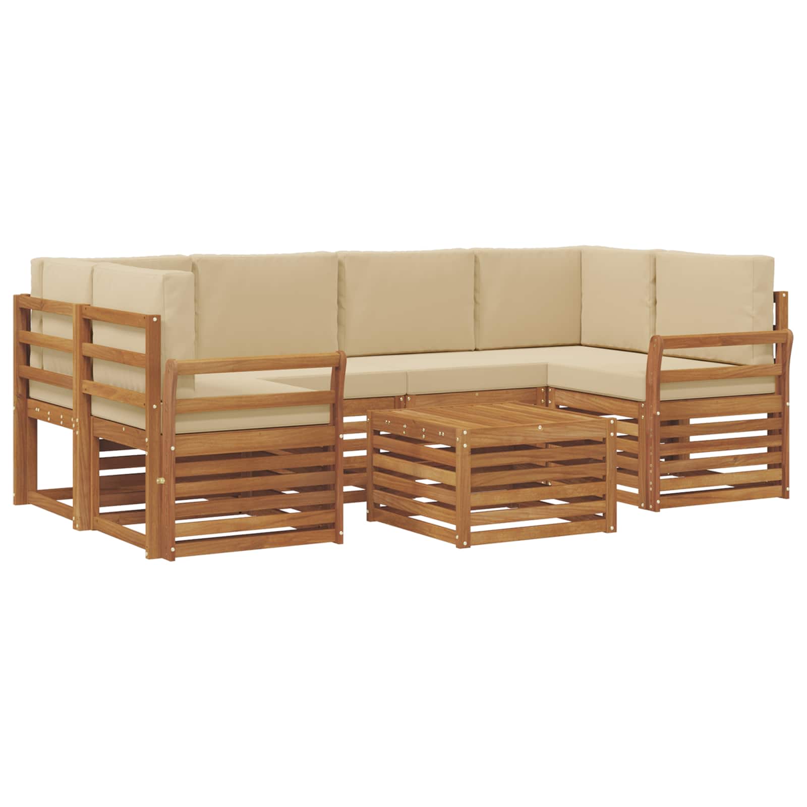 Set vanjskih sofa 7 pcs Prirodna i bež Čvrsto drvo akacije