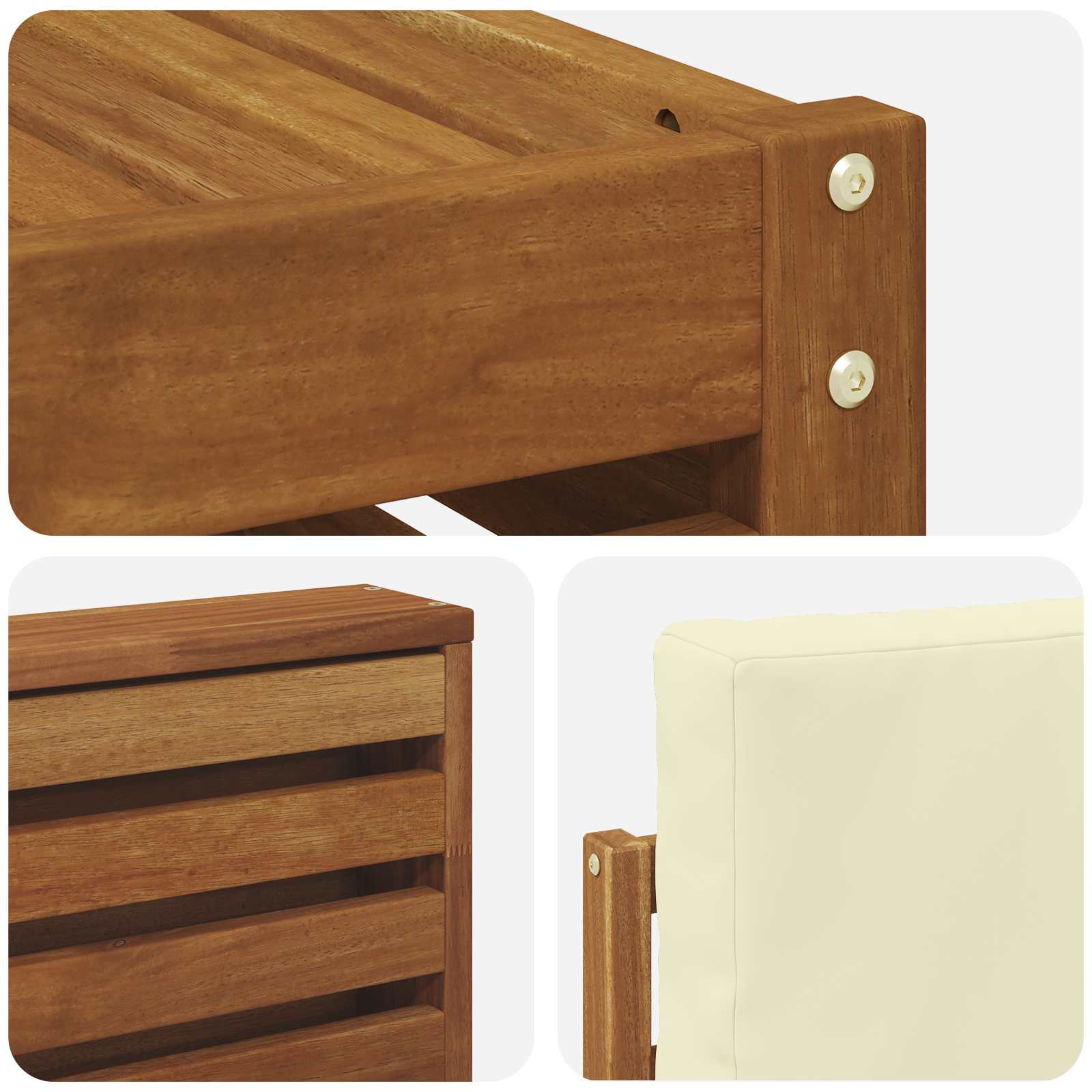 Set vanjskih sofa 7 pcs Prirodna i krem Čvrsto drvo akacije