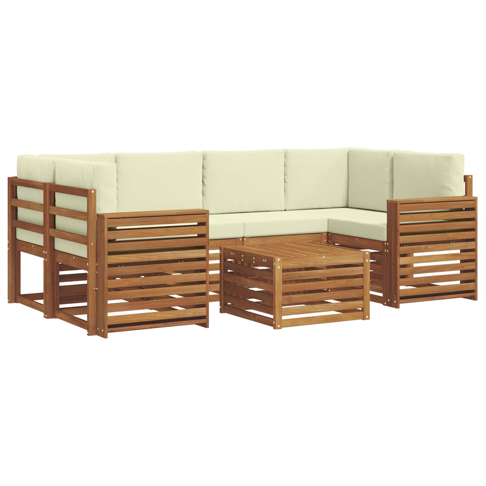 Set vanjskih sofa 7 pcs Prirodna i krem Čvrsto drvo akacije