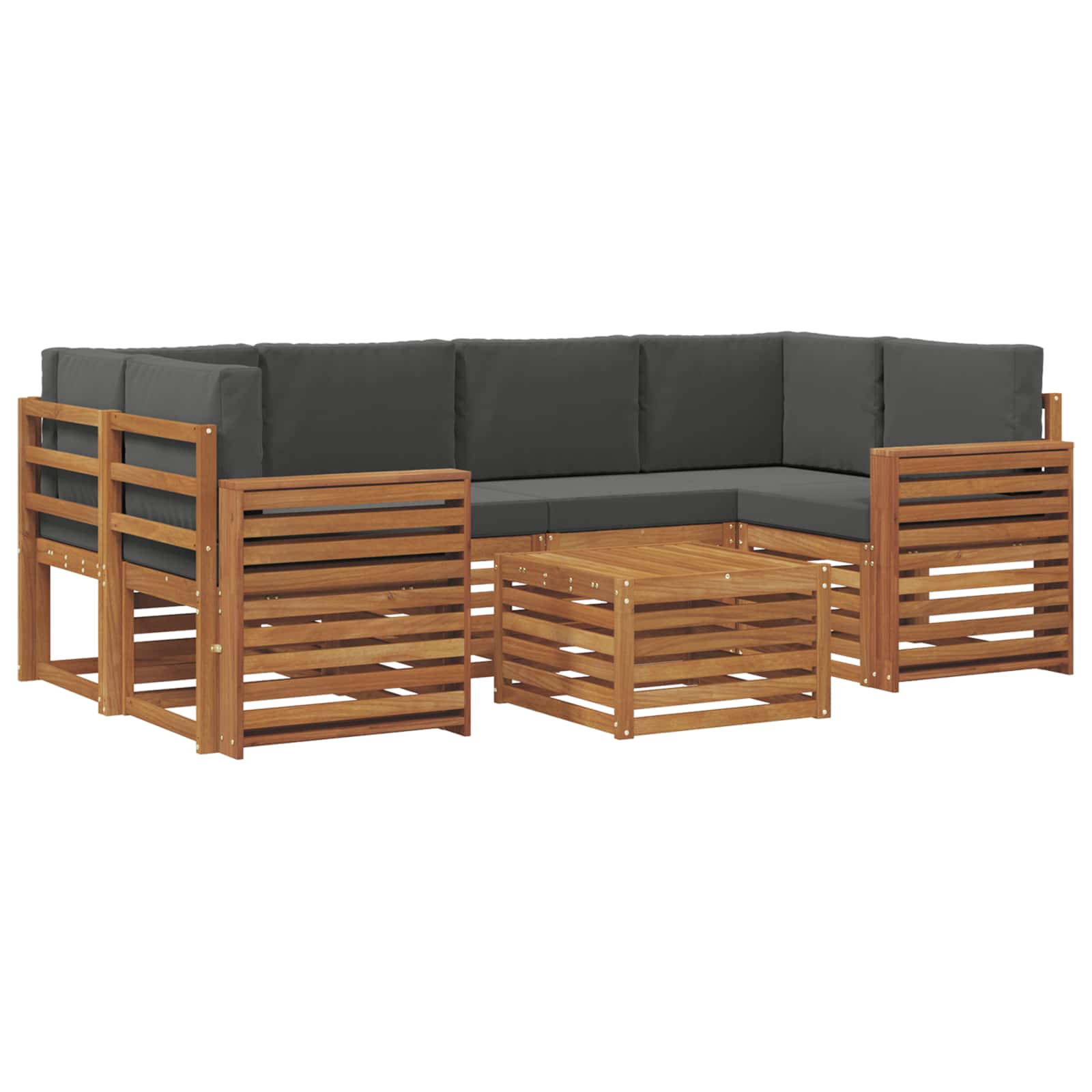 Set vanjskih sofa 7 pcs Prirodna i antracit Čvrsto drvo akacije