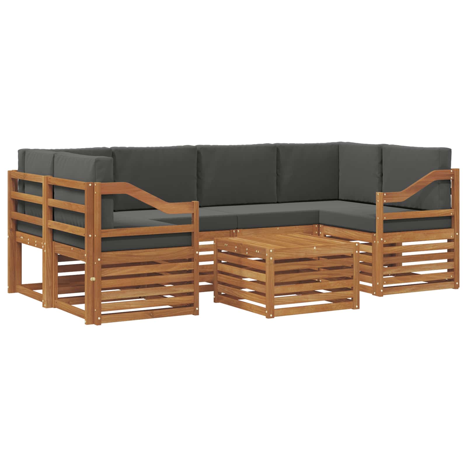 Set vanjskih sofa 7 pcs Prirodna i antracit Čvrsto drvo akacije