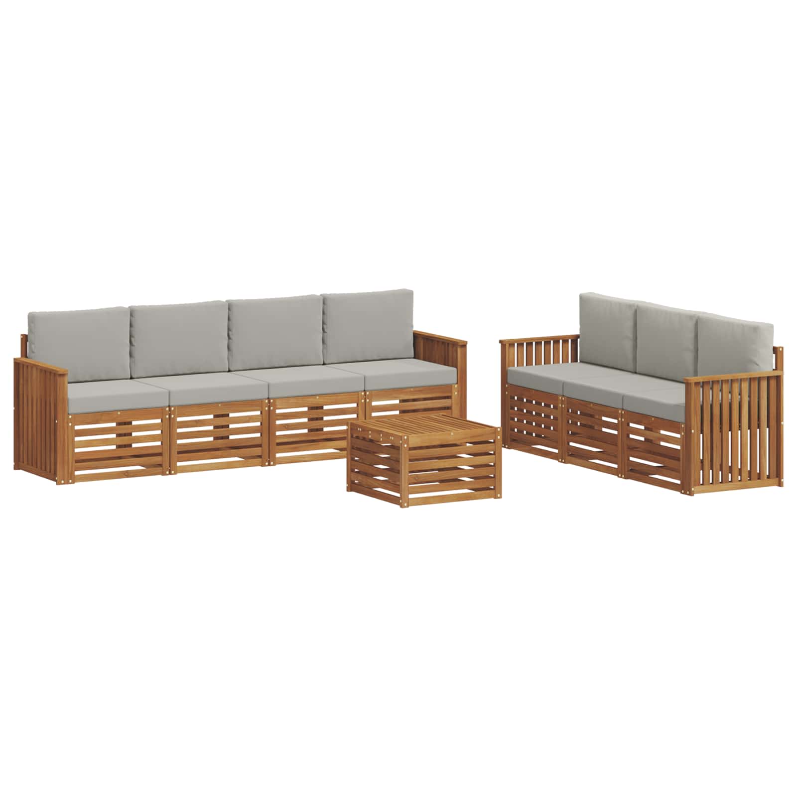 Setovi sofa 8 pcs Prirodna i svijetlo siva Čvrsto drvo akacije