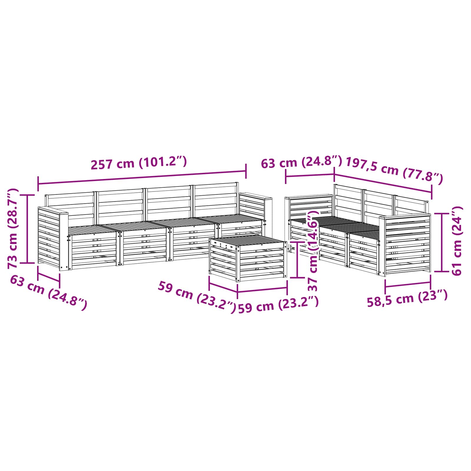 Setovi sofa 8 pcs Prirodna Čvrsto drvo akacije