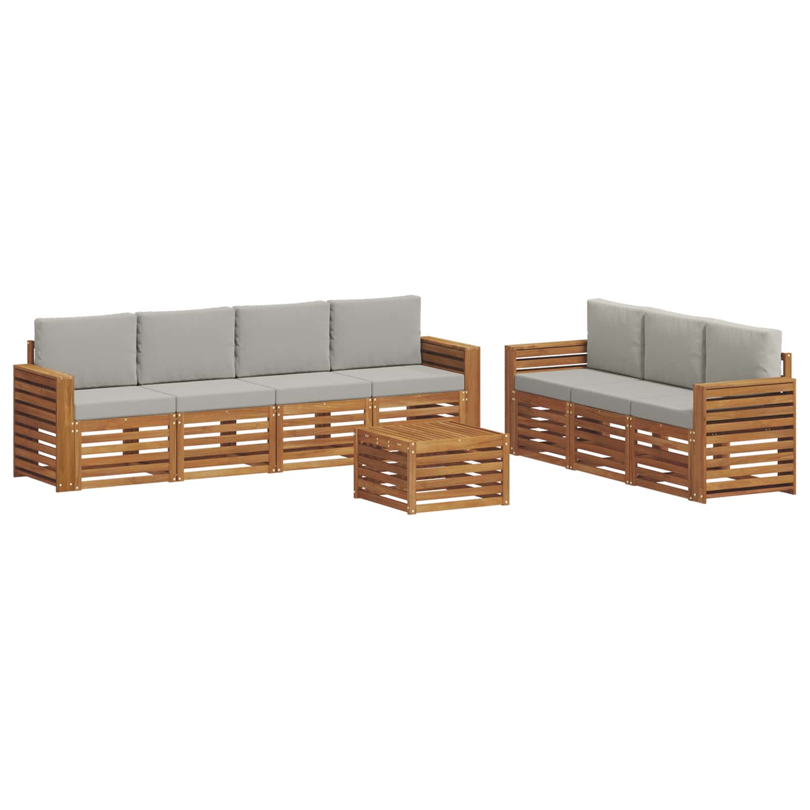Setovi sofa 8 pcs Prirodna i svijetlo siva Čvrsto drvo akacije