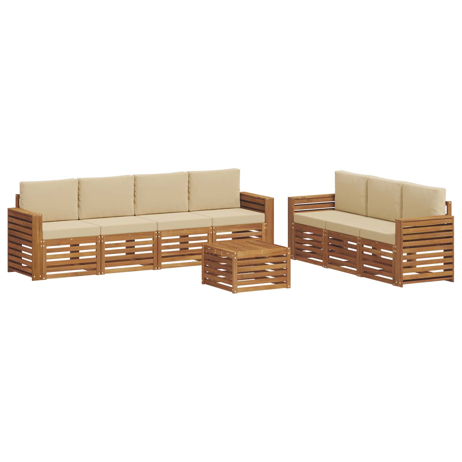 Setovi sofa s jastukom 8 pcs Prirodna i bež Čvrsto drvo akacije